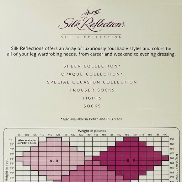 Hanes Silk Reflections Sheer Reinforced Toe AB White Hosiery Luxurious Touch - Picture 6 of 6